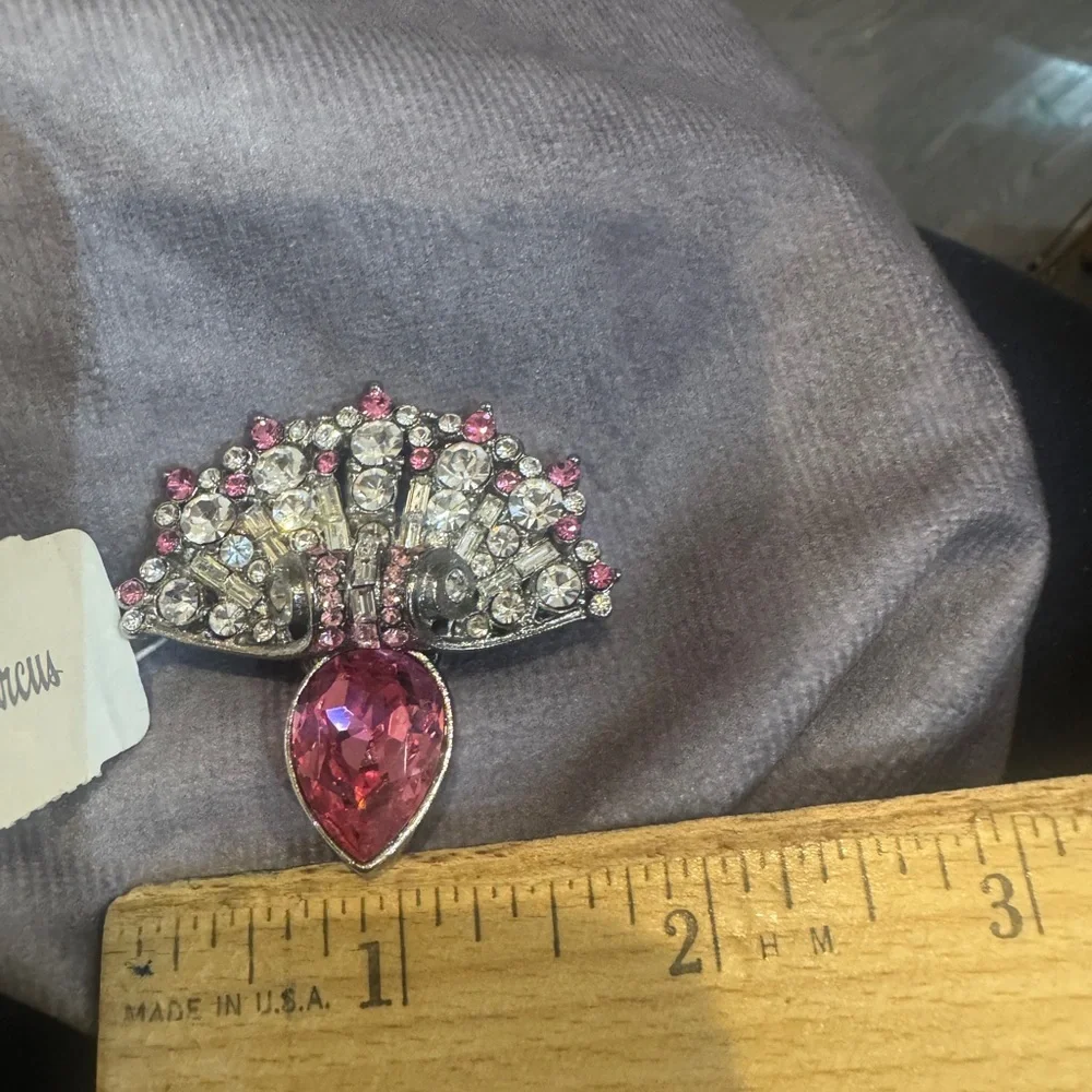 Neiman Marcus Vintage Jose Barrera Pink and Silver Brooch round & baguettes $238